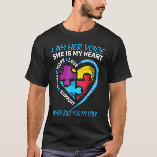 Camiseta Enigmas Ditado Eu Uso Azul Para Minha Irmã Autismo