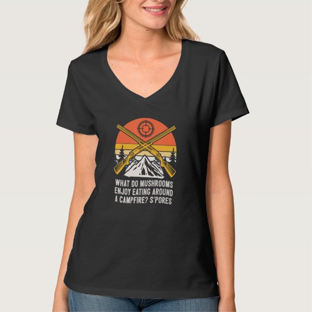 Camiseta Enjoy Eating Around a Campfire Mushroom  Camping (Frente)