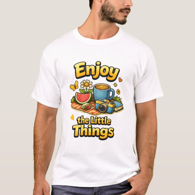 Camiseta Enjoy the Little Things Cozy Picnic Illustration. (Frente)