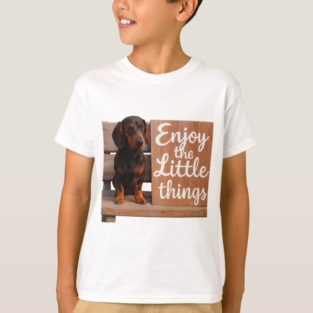 Camiseta Enjoy the little things: Dachshund  (Frente)