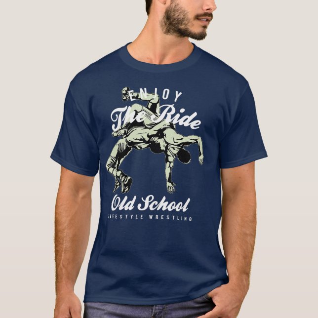 Camiseta Enjoy the Ride Old School Freestyle Wrestling (Frente)