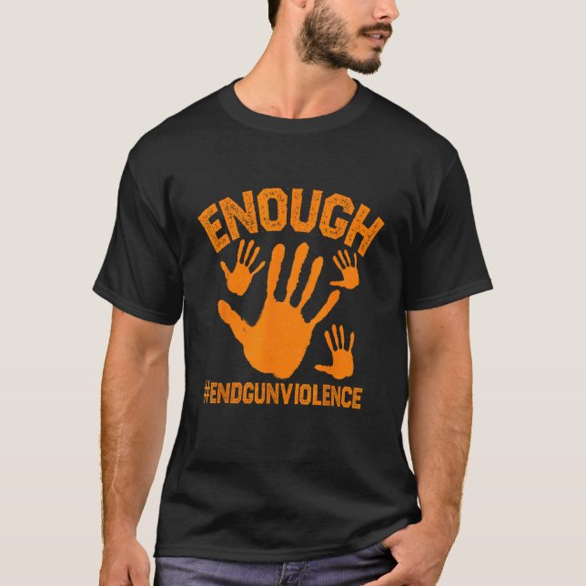 Camiseta Enough End Gun Violence Protect Our Children Orang (Frente)