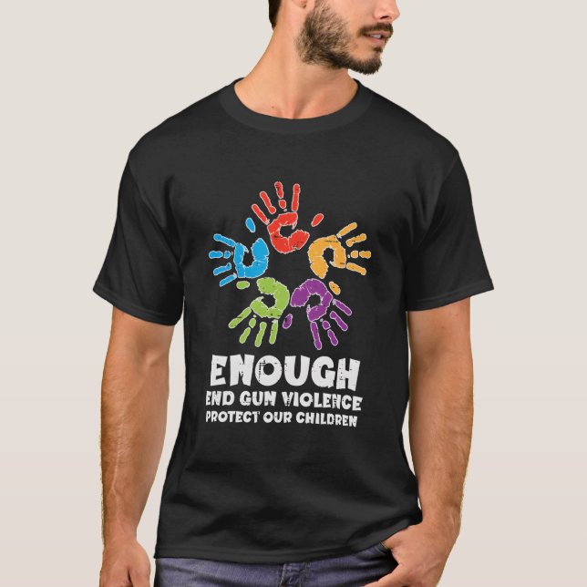 Camiseta Enough End Gun Violence Protect Our Children Orang (Frente)