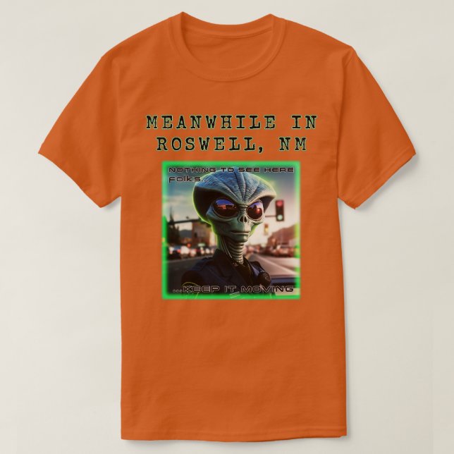 Camiseta Enquanto isso em Roswell 1 (Frente do Design)