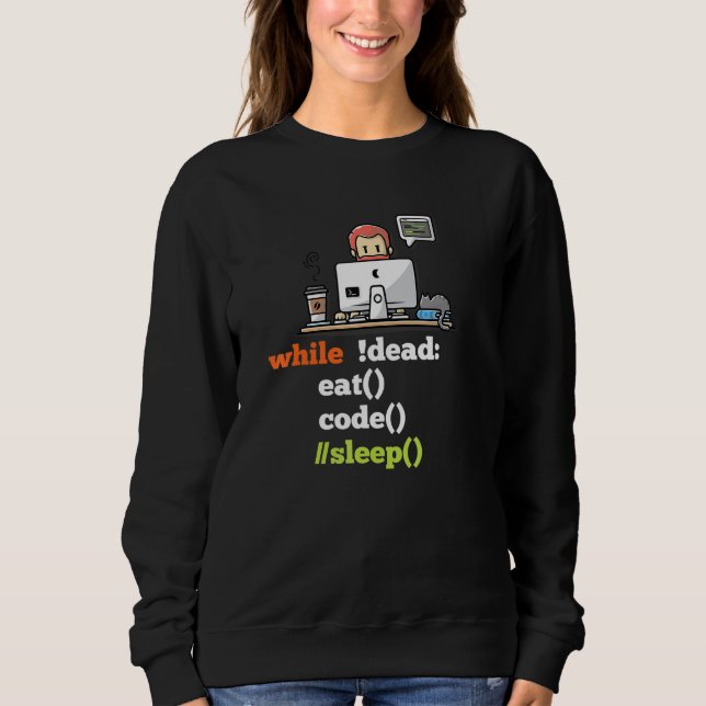 Camiseta Enquanto Morto Come Código Dormir Programador Dese (Frente)