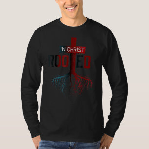 Camiseta Enraizado em Cristo Árvore Cruzada Reze Deus Bíbli