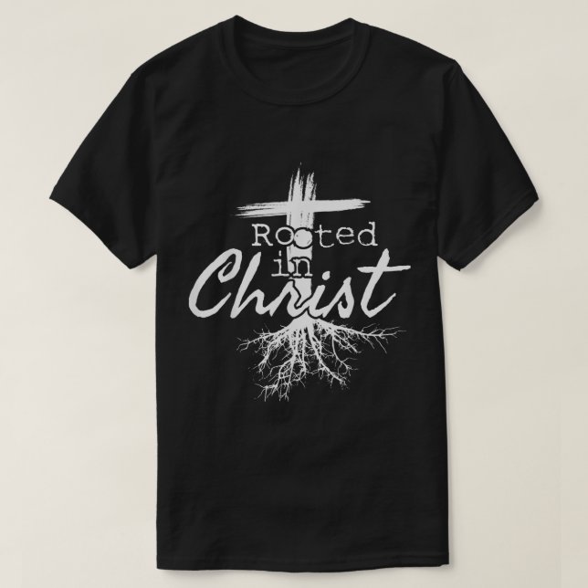 Camiseta Enraizado em Jesus cristão religioso Cristo (Frente do Design)