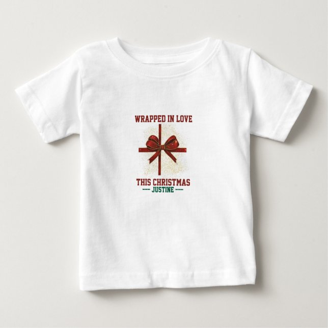 Camiseta Enrolada no Amor Este Natal | Bebê Personalizado (Frente)