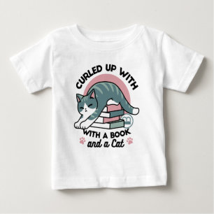 Camiseta Enrolados com um Livro e um Gato - Leitura de Gato