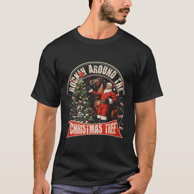 Camiseta Enroscando O Pau Engraçado Do Cowboy De Natal (Frente)