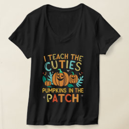 Camiseta Ensinando Cutie Pumpkins no Patch Halloween