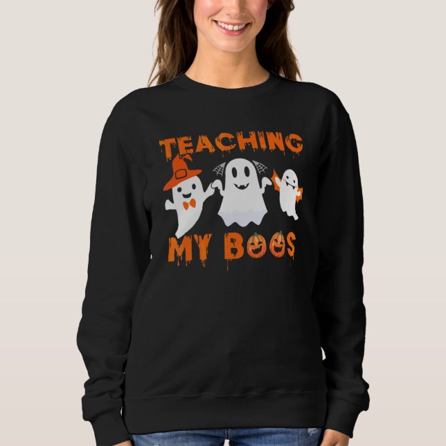 Camiseta Ensinando Meu Fantasma de Halloween para Professor (Frente)