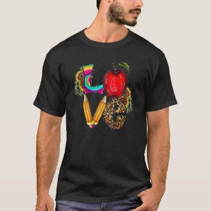 Camiseta Ensinar Amor Inspire Girassol Canto Leopardo Cheet