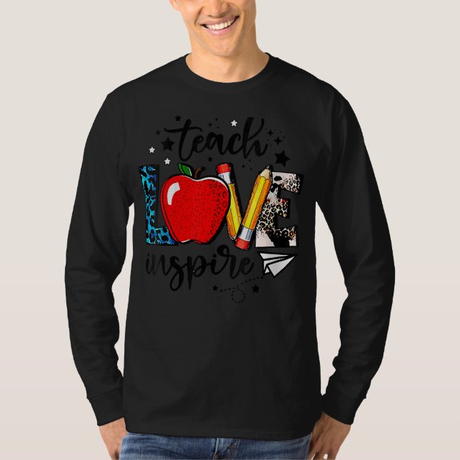 Camiseta Ensinar Amor Inspire Maçã Pregada Leopardo Chita T (Frente)