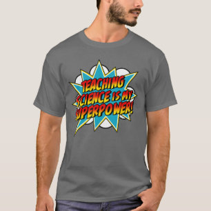 Camiseta Ensinar Ciência é Meu Superpoder Retro Cômico Supe