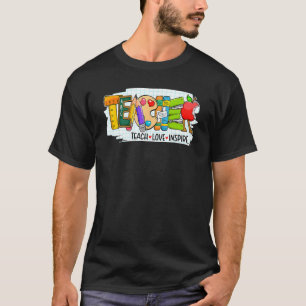 Camiseta Ensinar Ensino Bonito E Inspirar Homens Gráficos T