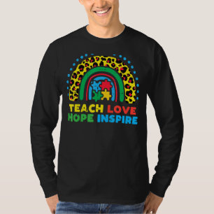 Camiseta Ensinar Esperança de Amor Inspira Consciência Auti
