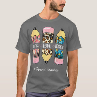 Camiseta Ensinar Lápis De Amor Lápis-Leopardo Cute Pré-Ensi