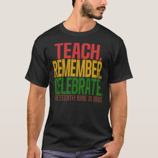 Camiseta Ensine Lembre Celebre o Patrimônio do Juneteenth 1