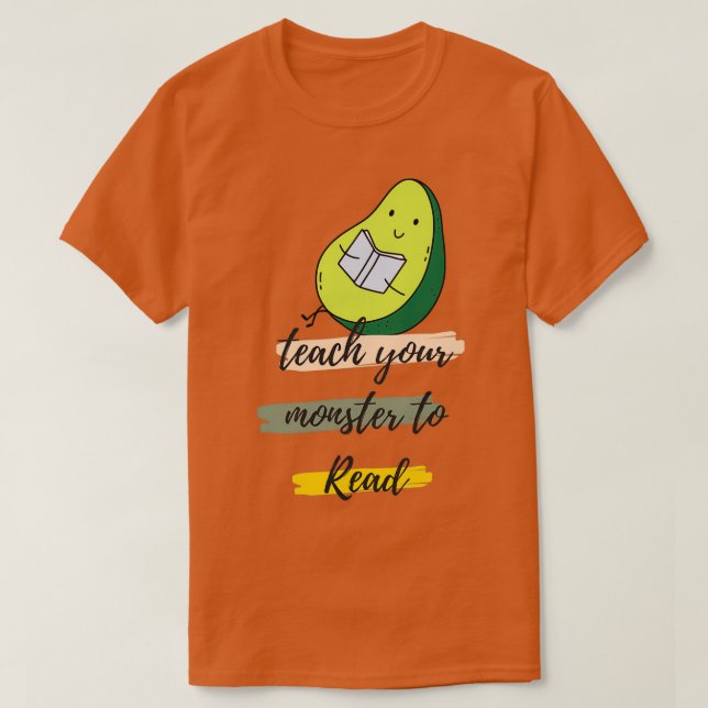 Camiseta ensine seu monstro a ler (Frente do Design)