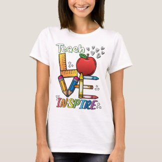 Camiseta Ensino, Amor, Inspira. Design de estilo de profess