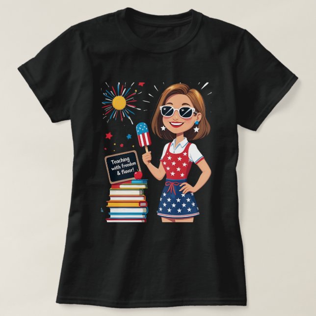 Camiseta Ensino com Liberdade e Flavor - 4 de julho Profess (Frente do Design)