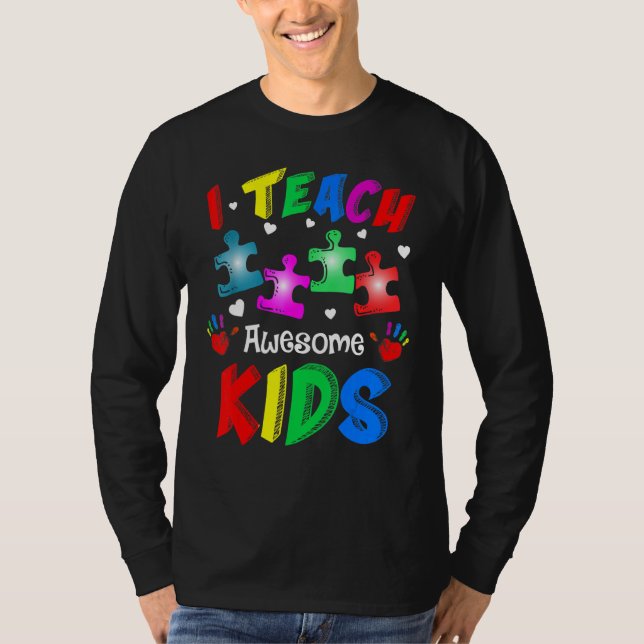 Camiseta Ensino Crianças Incríveis Autismo Quebra-cabeça de (Frente)