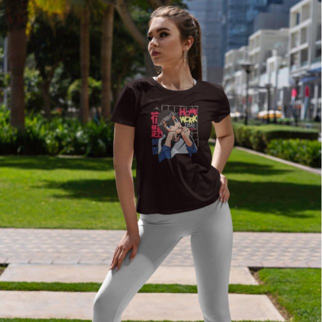 Camiseta Ensino de Casa de Menina de Animação (Criador carregado)