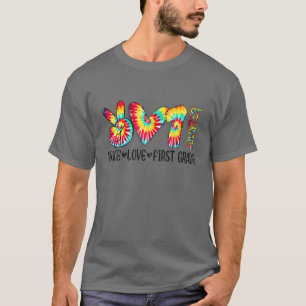 Camiseta Ensino de Estudantes do Peace Love First Grade Eng