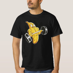Camiseta Ensino de fruta de banana e levante pesos engraçad