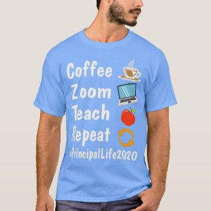 Camiseta Ensino de Zoom do Café Repetir a Luta do Principal
