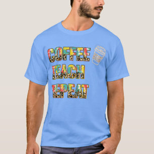 Camiseta Ensino do Café Repetir Professora Vida Coluna Cola