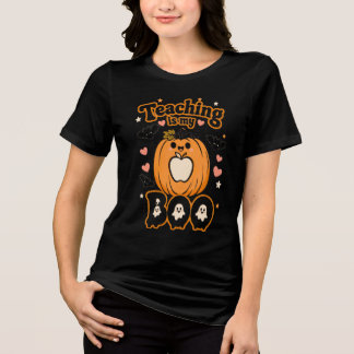 Camiseta Ensino É Meu Boo Halloween Professor Abóbora Fofa