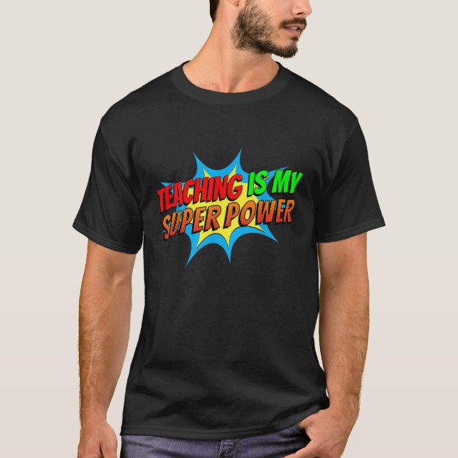 Camiseta Ensino é meu super poder, gibi engraçado de volta  (Frente)