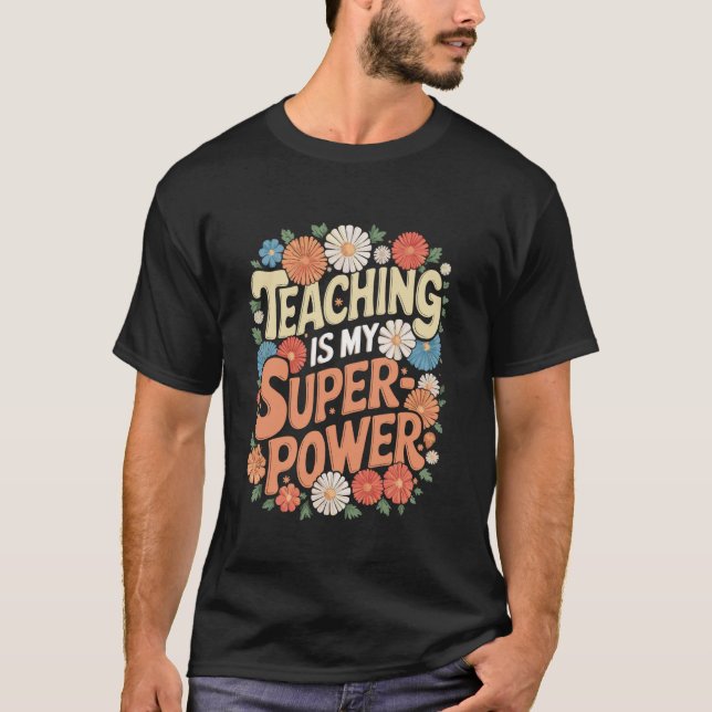 Camiseta Ensino É Meu Superpoder Professor Retro (Frente)