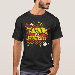 Camiseta Ensino É Meu Superpoder Retro Família de Professor