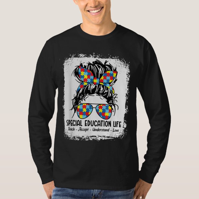 Camiseta Ensino especial Vida escolta Professora Accept U (Frente)
