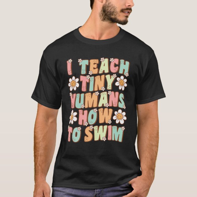Camiseta Ensino Humanos Pequenos Para O Instrutor De Nataçã (Frente)