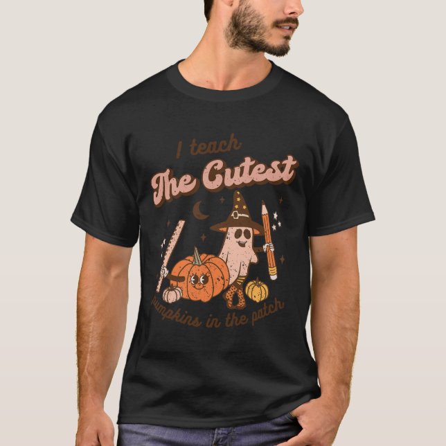 Camiseta Ensino Os Pumpkins Mais Bonitos No Patch Retro Tea (Frente)