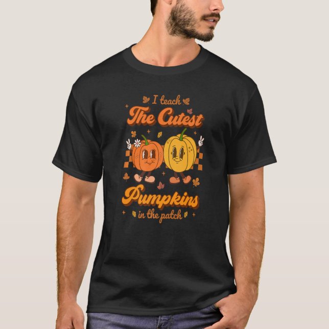 Camiseta Ensino Os Pumpkins Mais Bonitos No Patch Retro Tea (Frente)