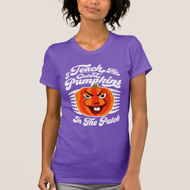 Camiseta Ensino Pumpkins - Professora Dia de as Bruxas engr (Frente)