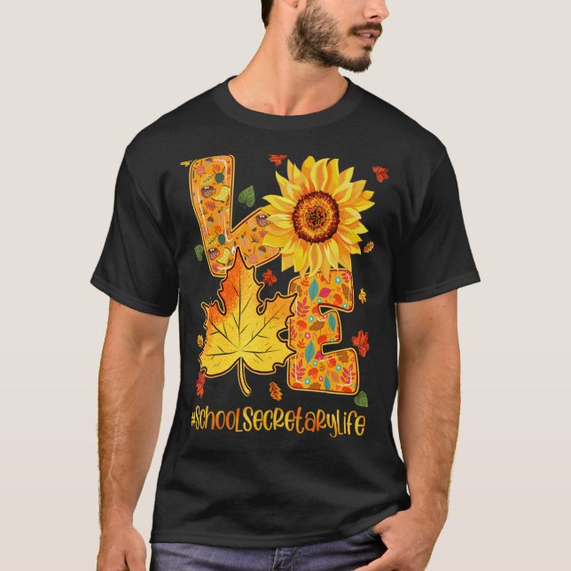 Camiseta Ensino Secreto Vida Adorável Queda Sunflower Happy (Frente)
