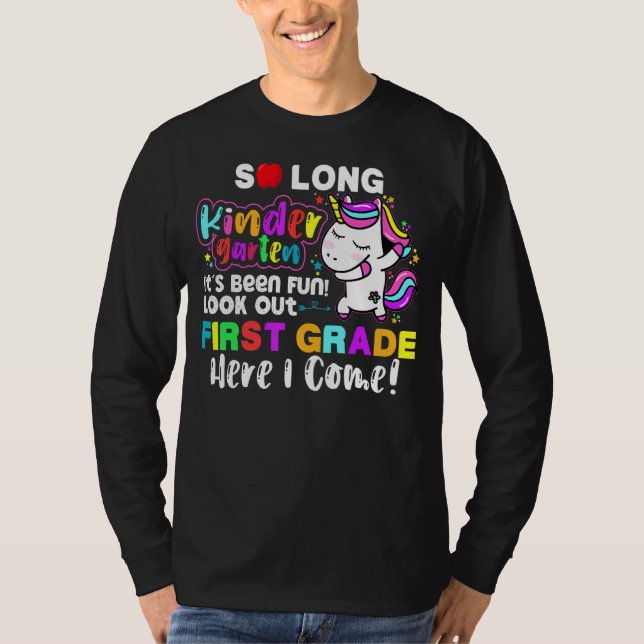 Camiseta Então, Jardim de Infância Longo Aqui Eu Vim 1 Grad (Frente)