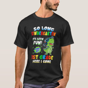 Camiseta Então, Jardim de Infância Longo Dinossauro Olha 1