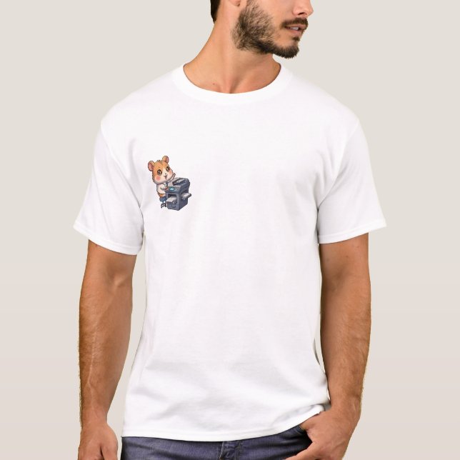 Camiseta Enthusiastic Office Hamster Operating Photocopier (Frente)
