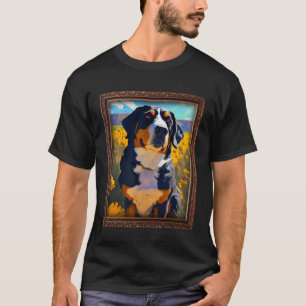 Camiseta Entlebucher Montanha Pintura Girassol Flor Mamãe
