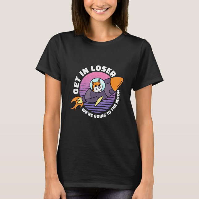 Camiseta Entra No Foguete Da Lua, Crypto Shibi. (Frente)