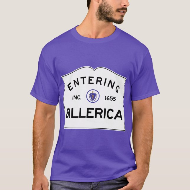 Camiseta Entrando em Billerica Massachusetts Commonwealth d (Frente)