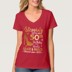 Camiseta Entrando no meu 50º aniversário com a graça dos de