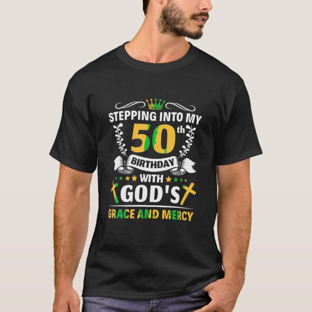 Camiseta Entrando no meu 50º aniversário com a graça dos de (Frente)